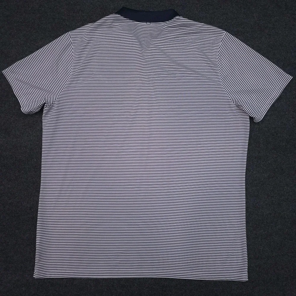Nike‎ Golf Mens XXL White Striped Performance Polo Shirt Dri-fit Contrast Collar